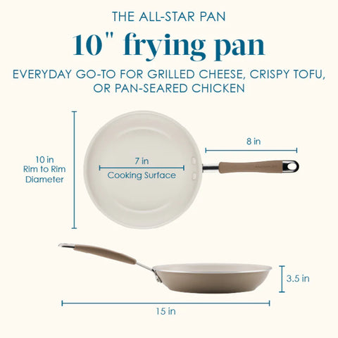 2-Piece Cucina Ceramic Nonstick Skillet Set Hazelnut