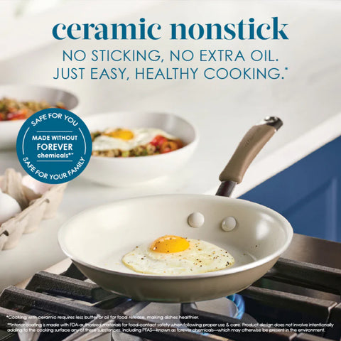 2-Piece Cucina Ceramic Nonstick Skillet Set Hazelnut