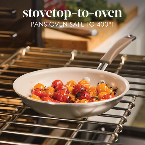 2-Piece Cucina Ceramic Nonstick Skillet Set Hazelnut