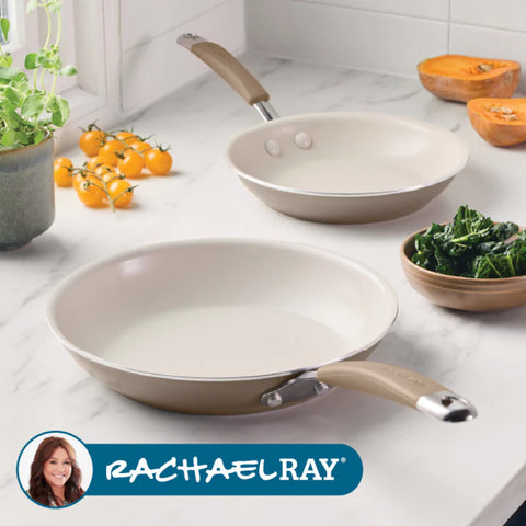 2-Piece Cucina Ceramic Nonstick Skillet Set Hazelnut