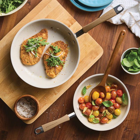 2-Piece Cucina Ceramic Nonstick Skillet Set Hazelnut