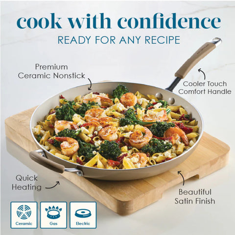 Cucina Ceramic Nonstick Frying Pan Hazelnut 14"