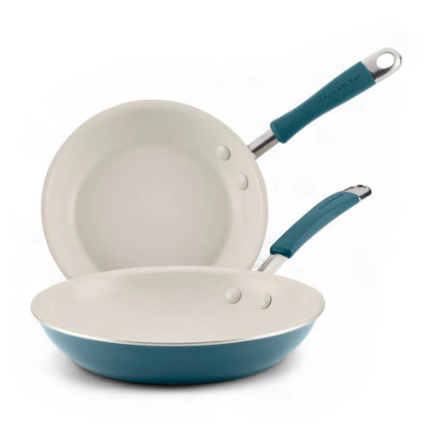 2-Piece Cucina Ceramic Nonstick Skillet Set Marine Blue