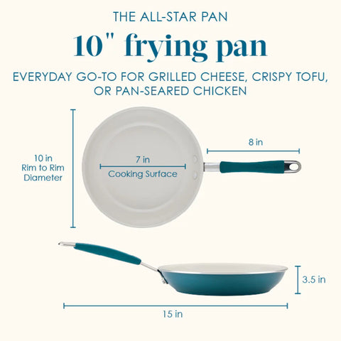 2-Piece Cucina Ceramic Nonstick Skillet Set Marine Blue