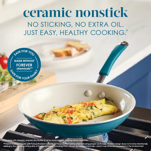 2-Piece Cucina Ceramic Nonstick Skillet Set Marine Blue