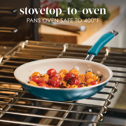 2-Piece Cucina Ceramic Nonstick Skillet Set Marine Blue