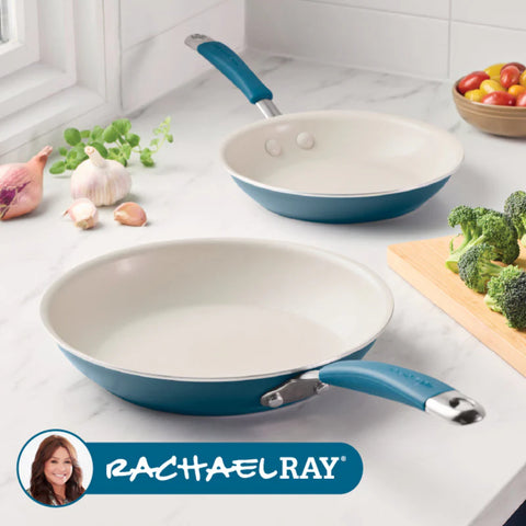 2-Piece Cucina Ceramic Nonstick Skillet Set Marine Blue