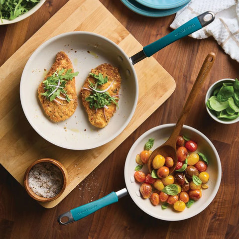 2-Piece Cucina Ceramic Nonstick Skillet Set Marine Blue