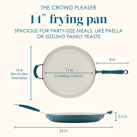 Cucina Ceramic Nonstick Frying Pan Marine Blue 14"