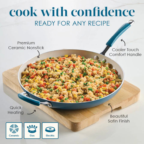 Cucina Ceramic Nonstick Frying Pan Marine Blue 14"