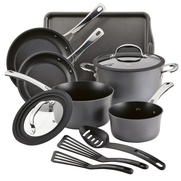 Cook + Create Hard Anodized Nonstick Cookware Sets 11-Piece Black