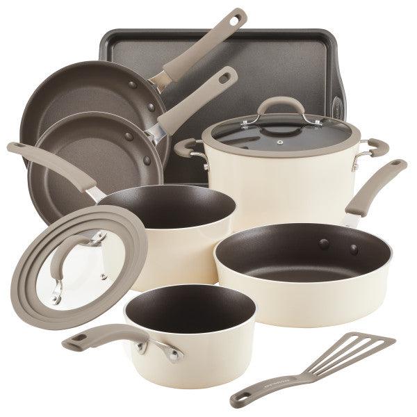 Cook + Create Nonstick Cookware Sets 10-Piece Almond