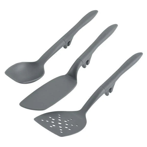 3-Piece Lazy Spoon and Turner Set Gray