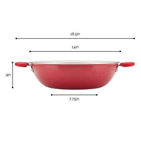 14.25-Inch Create Delicious Nonstick Induction Wok Red Shimmer