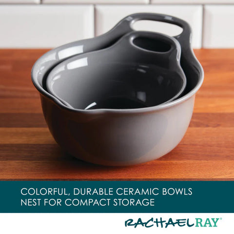 2-Piece Ceramic Mixing Bowl Set Gray