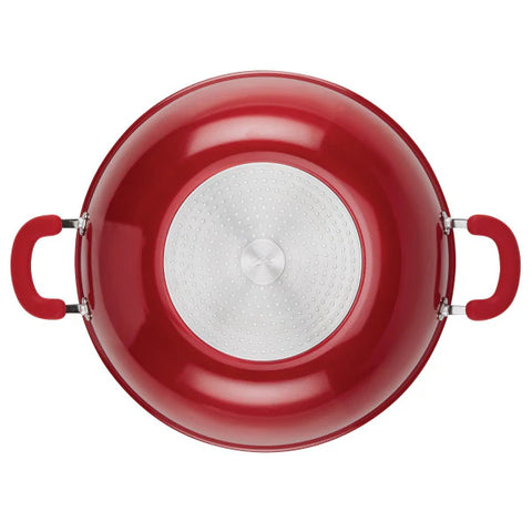 14.25-Inch Create Delicious Nonstick Induction Wok Red Shimmer