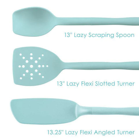 3-Piece Lazy Spoon and Turner Set Light Blue
