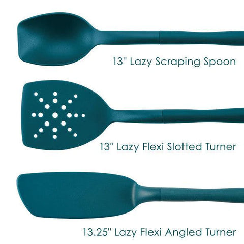 3-Piece Lazy Spoon and Turner Set Teal