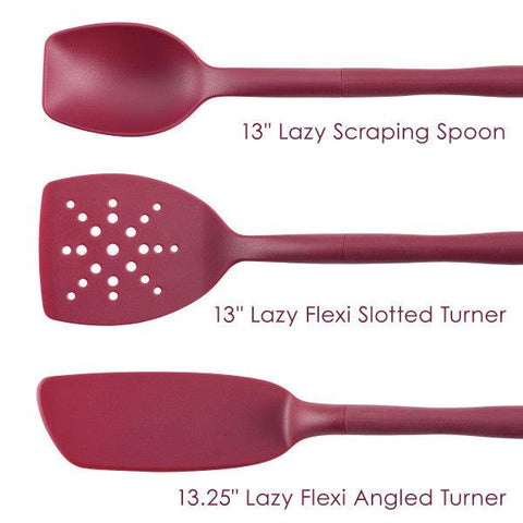 3-Piece Lazy Spoon and Turner Set Burgundy