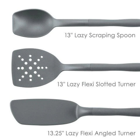 3-Piece Lazy Spoon and Turner Set Gray