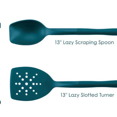 2-Piece Lazy Scraping Spoon and Turner Teal