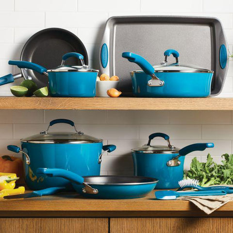 Classic Brights Nonstick Cookware Sets Marine Blue 14-Piece