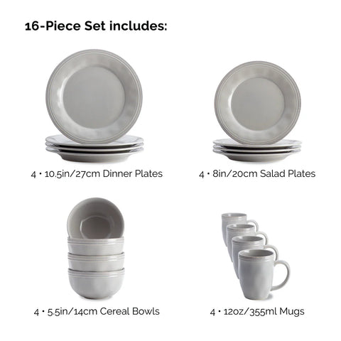 16-Piece Dinnerware Set Sea Salt Gray