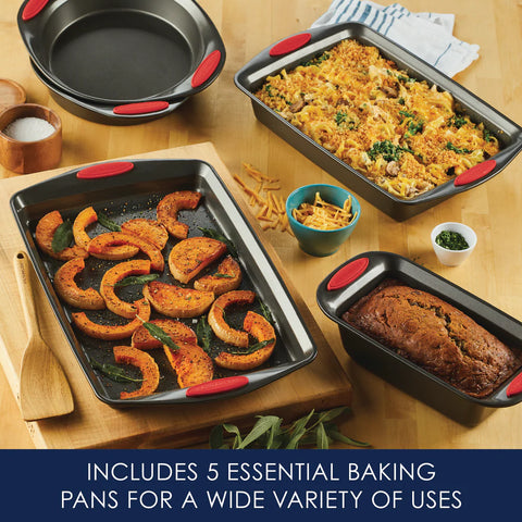 5-Piece Nonstick Bakeware Set Red