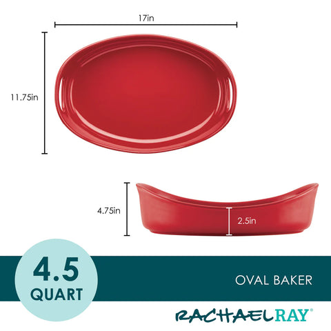 4.5-Quart Oval Baker Red