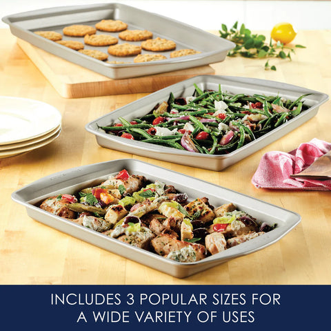 3-Piece Nonstick Jumbo Sheet Pan Set Champagne