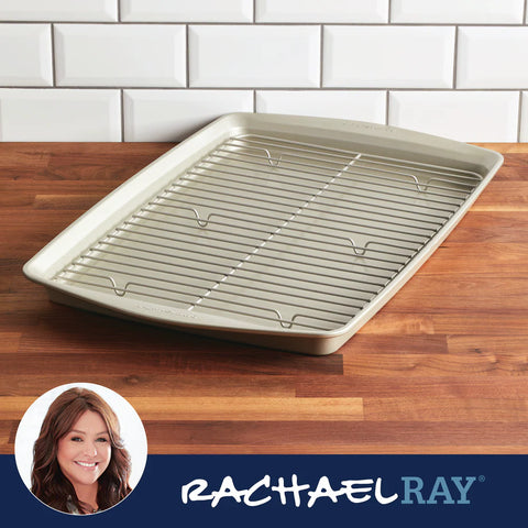 13-Inch x 19-Inch Jumbo Nonstick Sheet Pan with Rack Champagne