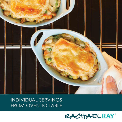 2-Piece 12-Ounce Oval Ceramic Au Gratin Set Light Blue