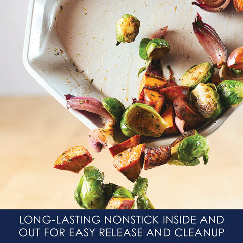 11-Inch x 17-Inch Nonstick Crisper Pan with Insert Champagne