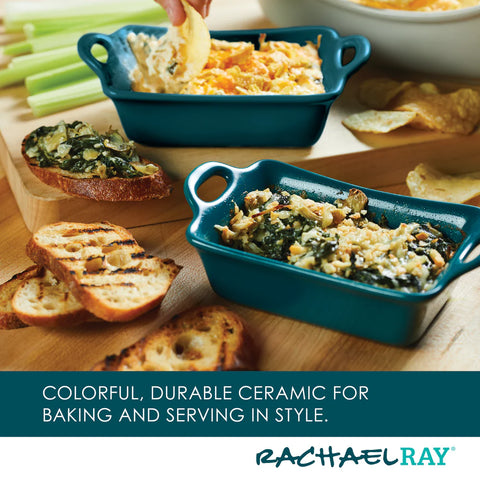 2-Piece 12-Ounce Ceramic Au Gratin Set Teal