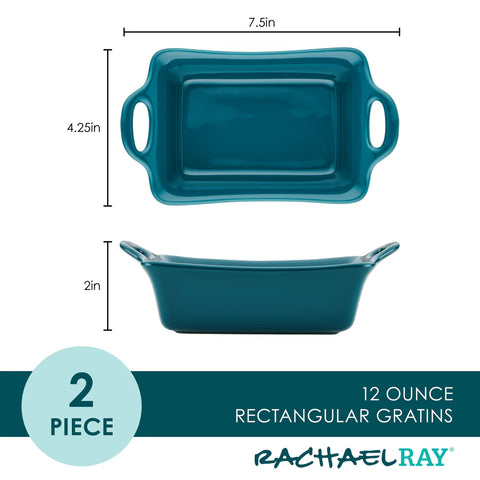 2-Piece 12-Ounce Ceramic Au Gratin Set Teal