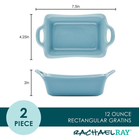 2-Piece 12-Ounce Ceramic Au Gratin Set Agave Blue