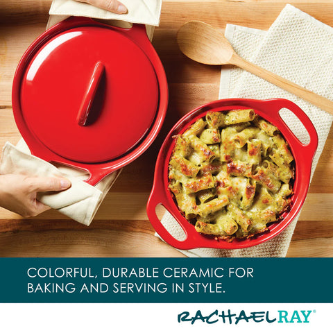 3-Piece Ceramic Casserole Set Red