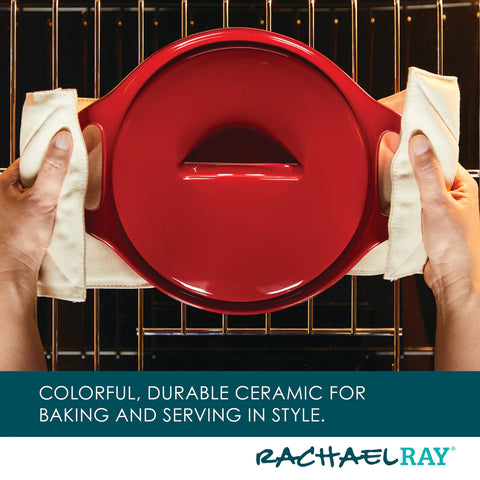 3-Piece Ceramic Casserole Set Red