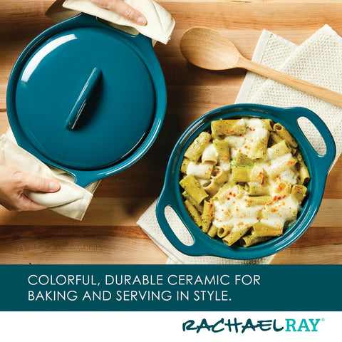 3-Piece Ceramic Casserole Set Teal