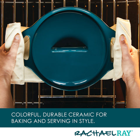 3-Piece Ceramic Casserole Set Teal