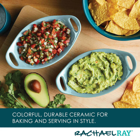 2-Piece 12-Ounce Oval Ceramic Au Gratin Set Agave Blue