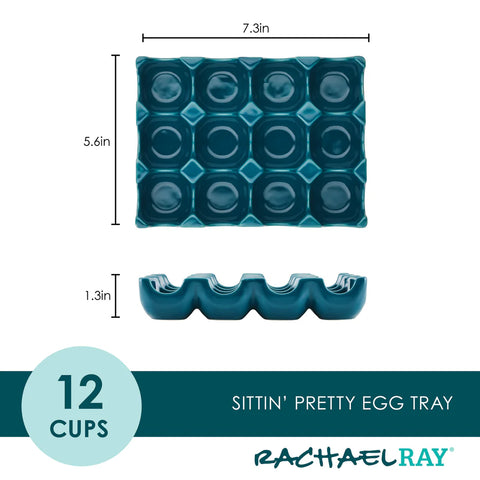 12-Cup Ceramic Egg Tray Teal