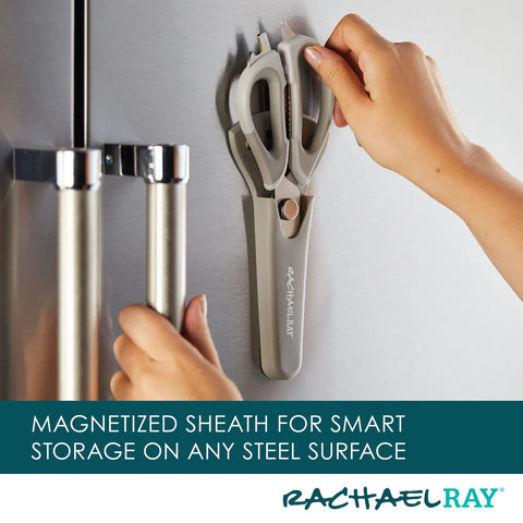 Multi Shear Kitchen Scissors with Herb Stripper and Sheath Gray