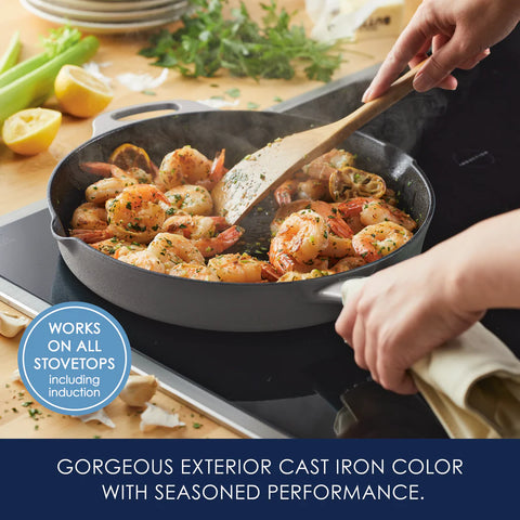 12-Inch NITRO Cast Iron Skillet Gray