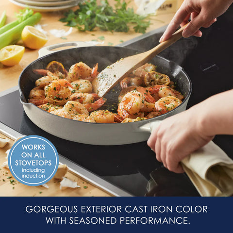 12-Inch NITRO Cast Iron Skillet Almond