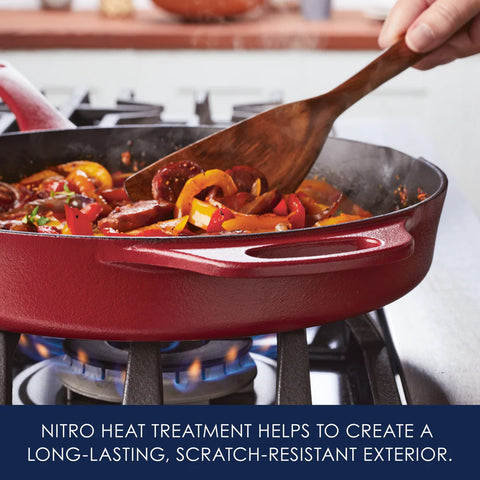 12-Inch NITRO Cast Iron Skillet Red