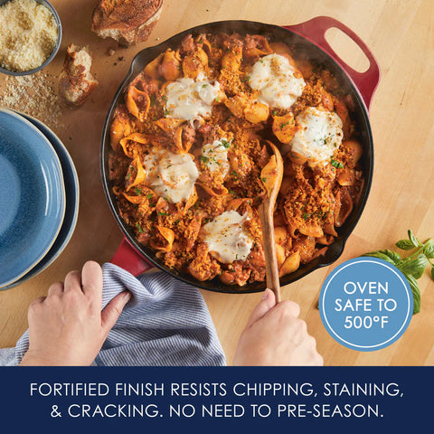 12-Inch NITRO Cast Iron Skillet Red