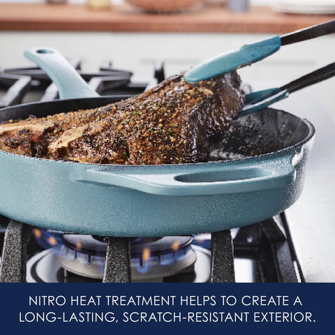 10-Inch NITRO Cast Iron Skillet Agave Blue