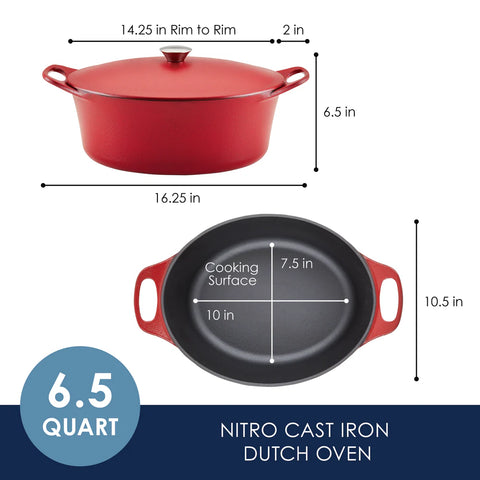 6.5-Quart NITRO Cast Iron Dutch Oven Red