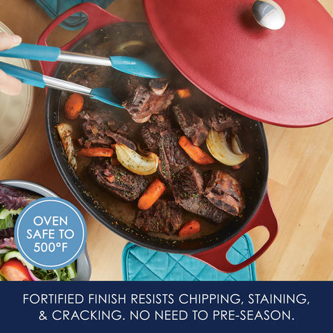 6.5-Quart NITRO Cast Iron Dutch Oven Red